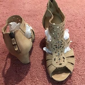 Earthies Faux Suede Wedge Sandals